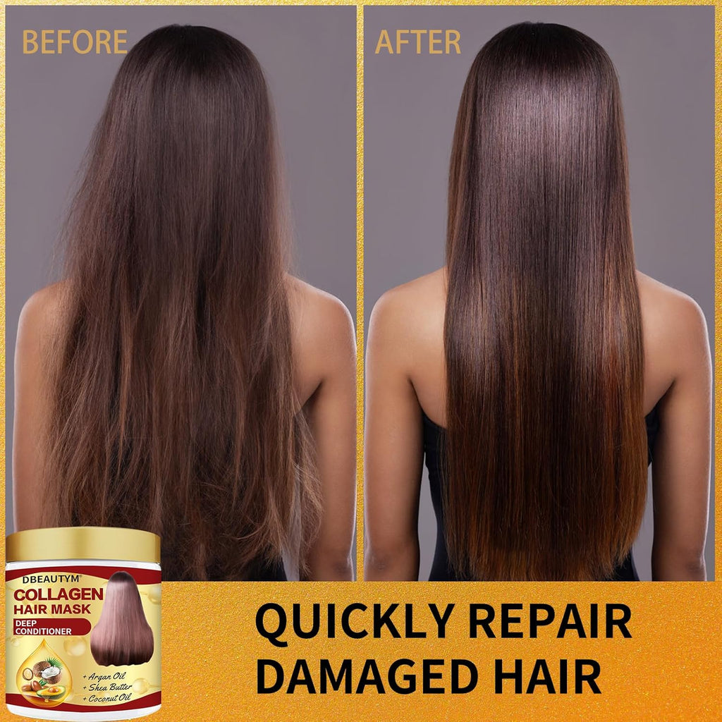 Collagen Hair Treatment Hair Mask & Hair Growth Serum,Deep Conditioner Hydrating Hair Mask for Dry Damaged Hair,Hair Growth Oil for Hair Loss,Natural Hair Regrowth Treatment for Men and Women